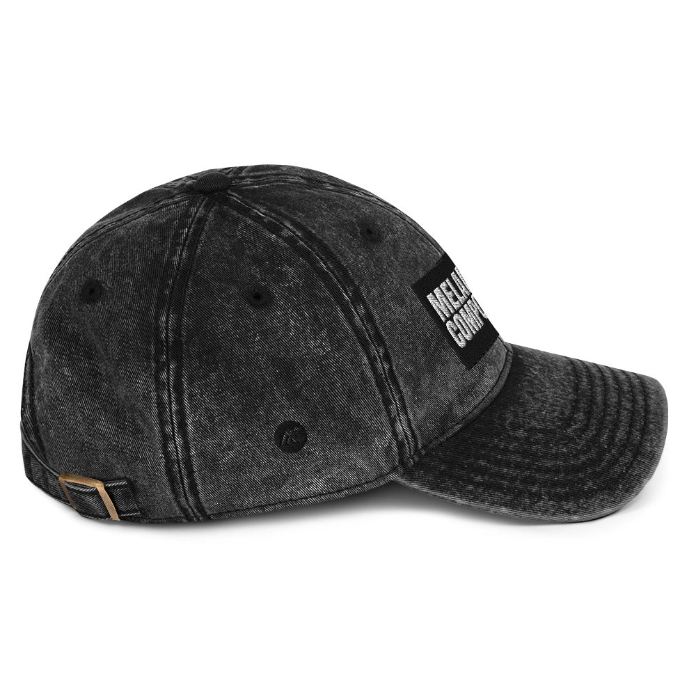 S1 Logo "What up Black BG, White Font" - Vintage Cap