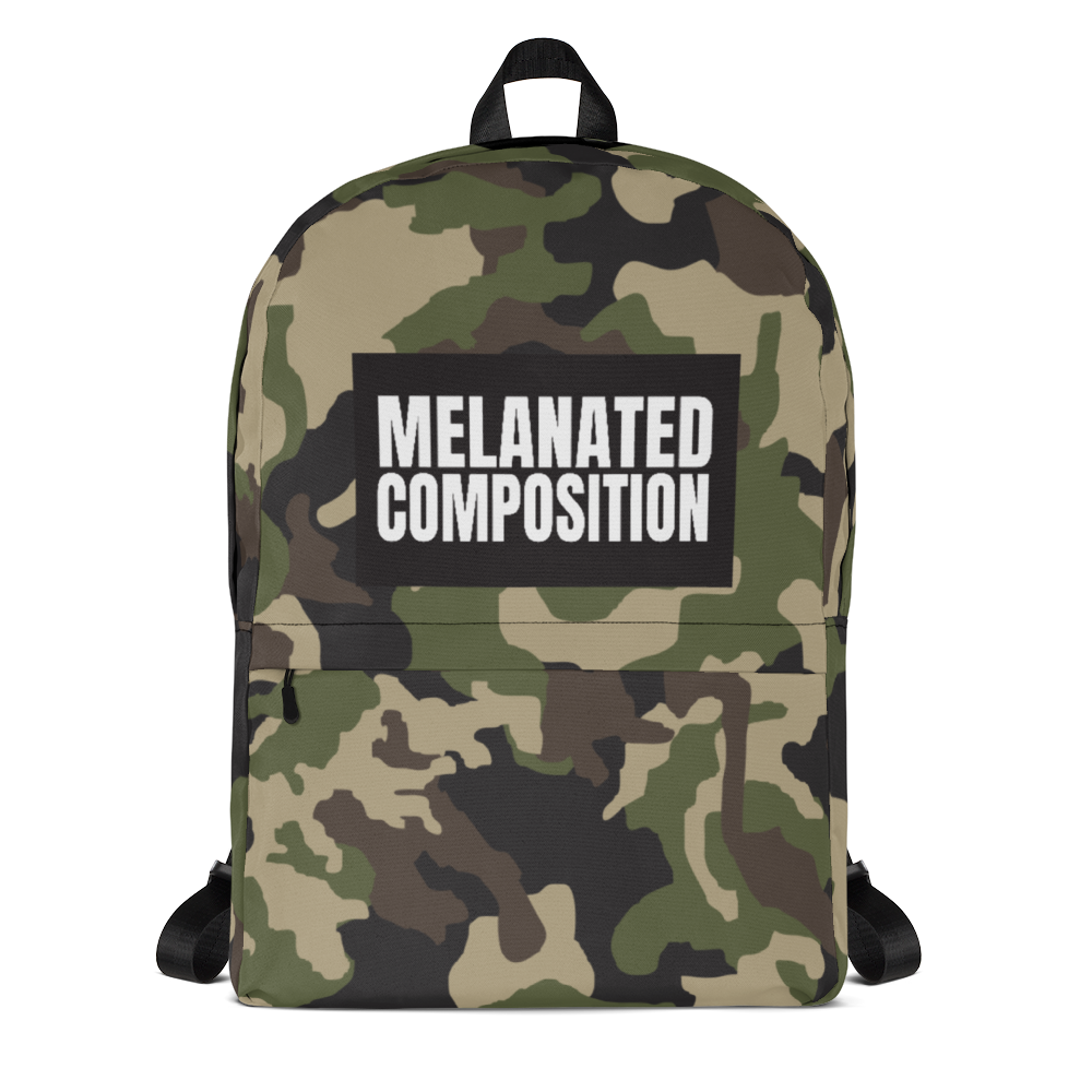 "What UP Black BG, White Font" Camo Backpack