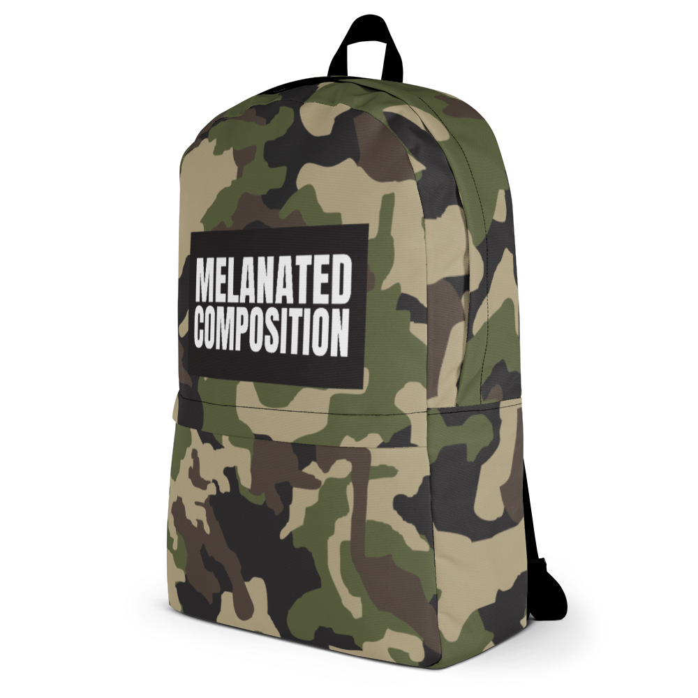 "What UP Black BG, White Font" Camo Backpack