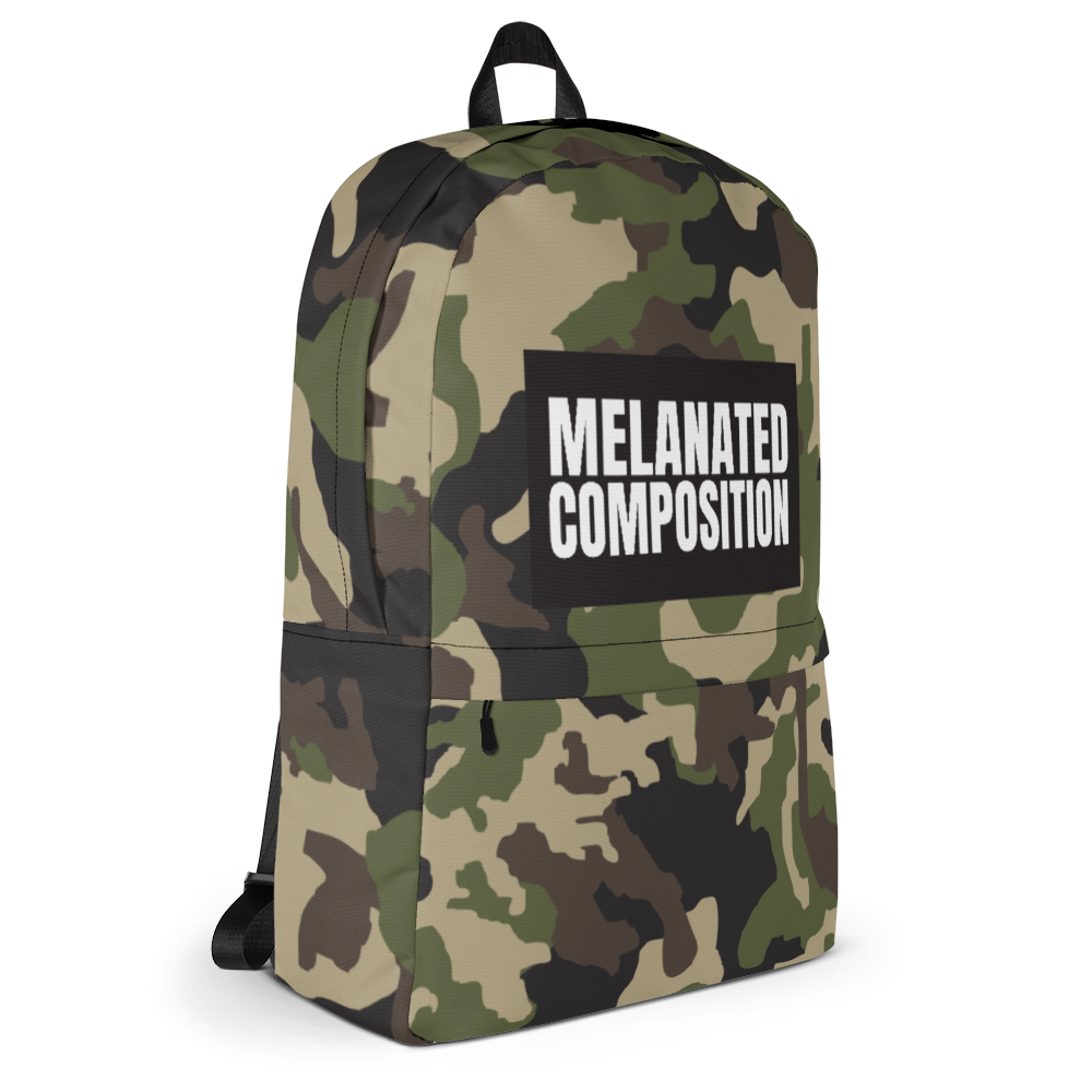 "What UP Black BG, White Font" Camo Backpack